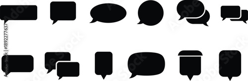 Collection of black speech bubbles and thought balloons isolated