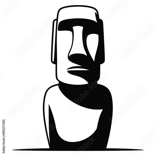 Moai statue silhouette isolated on transparent background ancient stone monument from easter island illustration vector