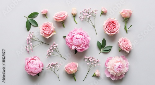 Pink Flower Flat Lay Minimal Aesthetic Background