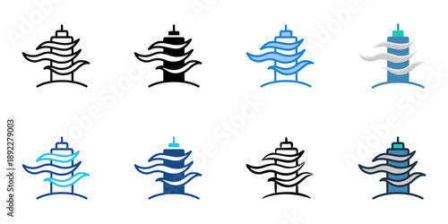 Haze icons set multiple style collection. Editable stroke 
