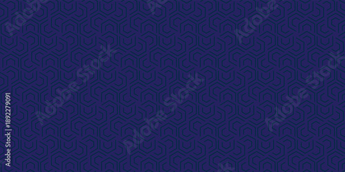 Seamless purple geometric pattern with interlocking angular lines forming a modern maze-like hexagonal design