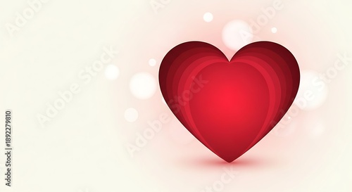 Red Heart Symbol on Soft Pink Background with Shining Lights