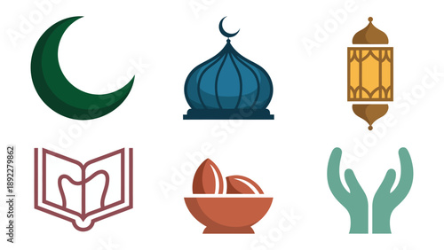 Icons of Islamic Symbols: A collection of meticulously crafted icons embodying the core tenets and aesthetics of Islamic culture.