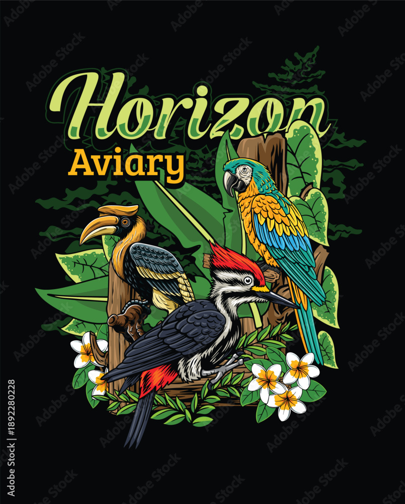 Fototapeta premium detailed illustration of a topis bird in hand-drawn style available for tshirt design