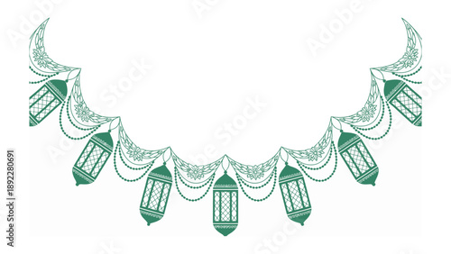 Ornamental Lanterns Garland: An ornate garland of decorative lanterns is gracefully displayed, symbolizing cultural heritage and artistic expression.