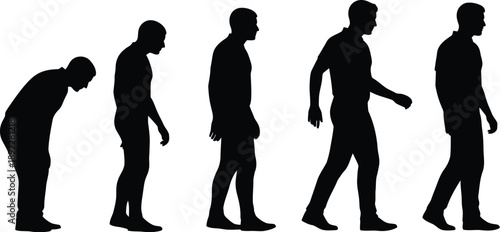The March of Progress: Silhouettes Illustrating Human Evolutionary Stages