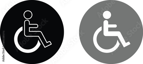 Wheelchair Accessible Symbol: Black and Grey Circles with White Icon for Universal Design