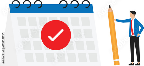 Business management and planning work tasks, managing inbox emails and making schedule using calendar. Time and schedule and email management concept
