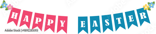 Happy Easter Day Bunting Vector Art Spring Holiday Decoration
