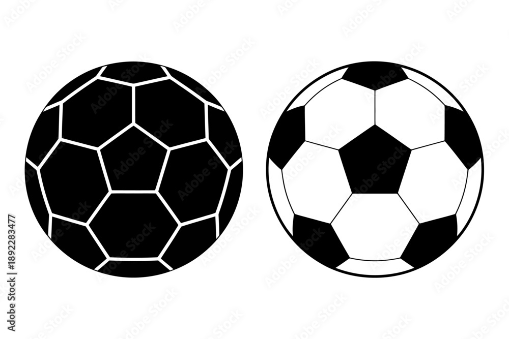 Fototapeta premium black and white soccer balls on white background