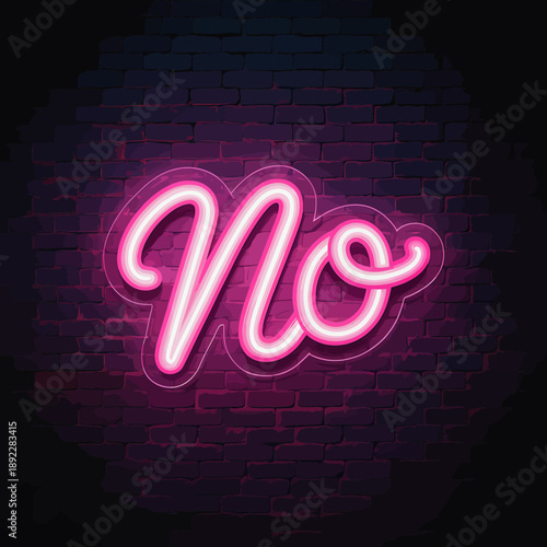 neon pink no sign on brick wall