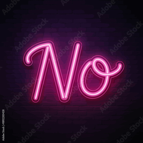 neon pink No sign on brick wall