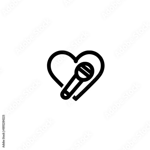 Singing performer icon inside heart symbol vector illustration representing love passion and lifestyle