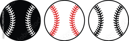 Baseball sport symbol, simple black silhouette equipment design