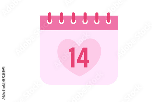February 14 valentine's day calendar icon symbol love february month vector illustration