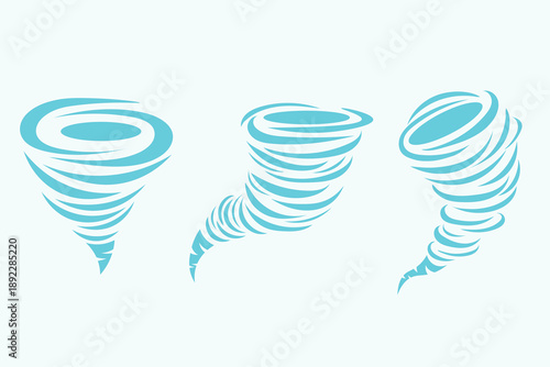 Tornado and whirlwind icon set vector illustration representing storm and extreme weather concepts.