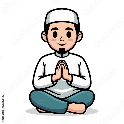 Serene Devotion: An illustrated depiction of a figure in prayer, embodying tranquility and reverence.