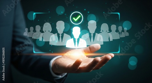 Human resource management concepts with a focus on candidate selection and employee onboarding using digital technology illustrations