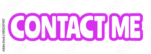 Contact me bold purple outline cta sticker. Email message communication request. Business reach out. Website mail. Playful bubble text. Digital word. Magenta phrase. Web design. Ranchers font used