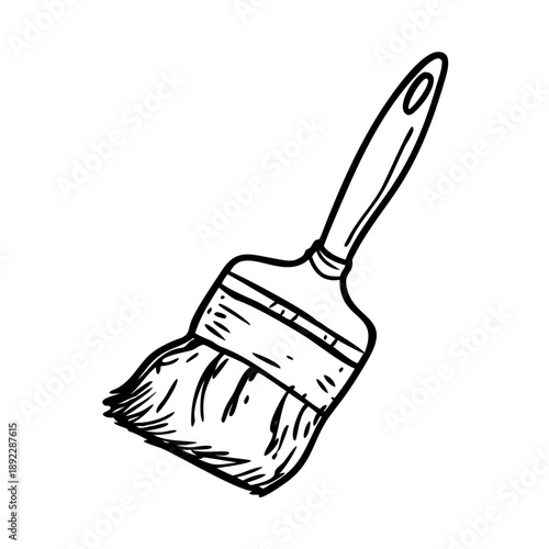 Paintbrush sketch icon. Hand drawn doodle style vector illustration. Isolated painting tool on transparent background