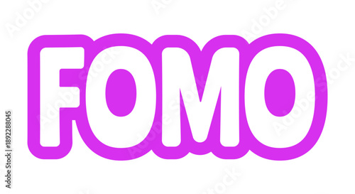 FOMO bold purple outline cta sticker. Fear of missing out. Event hype. Sales urgency. Exclusive access. Stay updated. Playful bubble text. Digital word. Magenta phrase. Web design. Ranchers font used