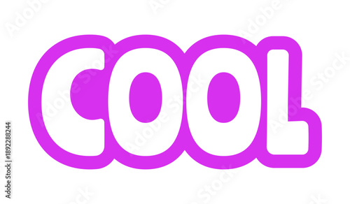 Cool bold purple outline cta sticker. Approval reaction. Chill vibes. Relaxed positive response. Casual reply. Playful bubble text. Digital word. Magenta phrase. Web design. Ranchers font used