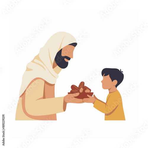 Generous Hand: A person extends a welcoming hand, presenting a gift, symbolizing compassion and sharing in a heartwarming scene.