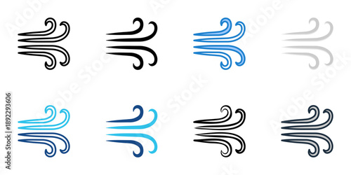 Gust icons set multiple style collection. Editable stroke 
