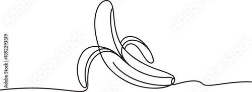 One continuous line drawing slice ripe healthy organic banana for orchard logo identity. Fresh tropical fruitage concept fruit garden icon. one line Icon drawing