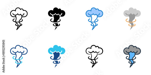 Typhoon icons set multiple style collection. Editable stroke 

