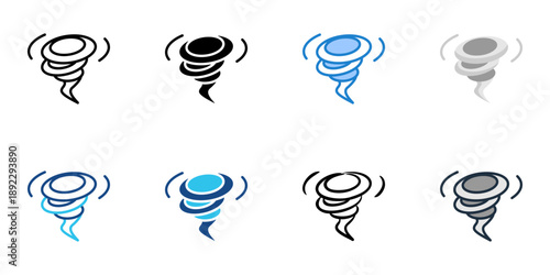 Hurricane icons set multiple style collection. Editable stroke 
