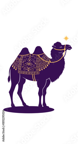 Camel Silhouette with Decorative Saddle and Harness.