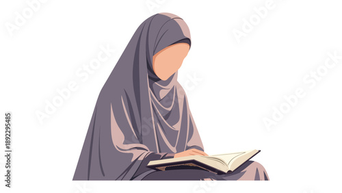 The Prayer: An elegant illustration of a woman engaged in spiritual study, engrossed in the scriptures. An atmosphere of piety and quiet contemplation permeates the scene.