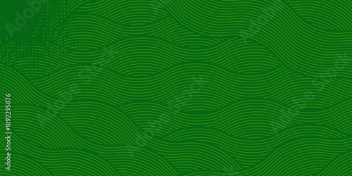 Green farm banner, organic abstract background with fields. Wavy green stripes, natural organic products.
