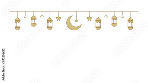 Ramadan Decoration: Elegant and festive decorations, including moon and stars, creating a serene ambiance for Ramadan. 