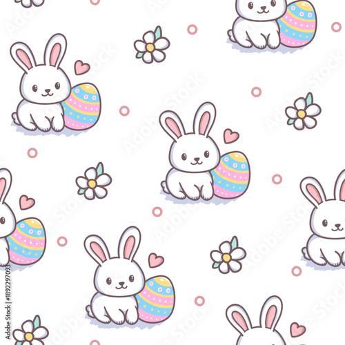 Cute Easter Bunny Seamless vector design for print on textile, wrapping, backdrop and other uses.