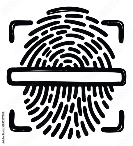 A detailed biometric fingerprint identification scanner graphic for advanced digital security and personal data protection systems for secure access control applications