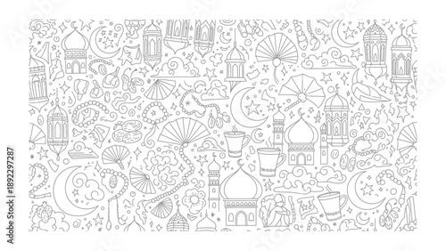 Ramadan Festival Doodle: Intricate doodles depict festive elements associated with Ramadan, evoking a sense of cultural celebration.