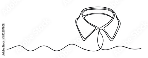 Simple black continuous line drawing of a classic shirt collar suitable for menswear branding, corporate identity, or textile industry presentations