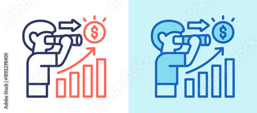Economic Outlook whiteblue icon