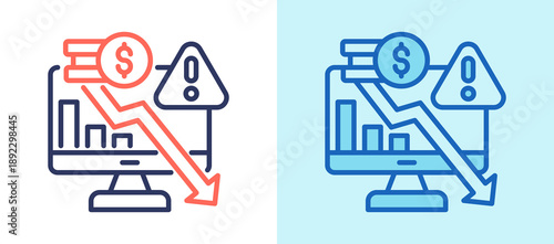 Market Decline whiteblue icon