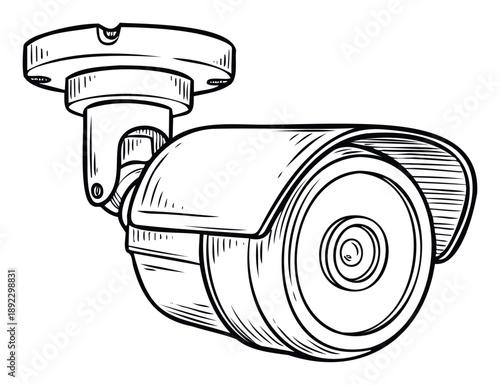 Security camera drawing for monitoring and surveillance systems, providing enhanced protection and vigilance for residential and commercial properties