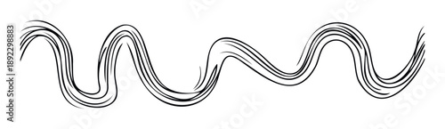 Dynamic black wavy multiline graphic element conveying fluid motion and energy perfect for contemporary digital presentations and innovative visual branding.