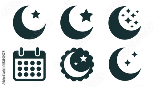 Lunar Collection: A collection of various moon and calendar symbols, offering a versatile range of options for creative projects.