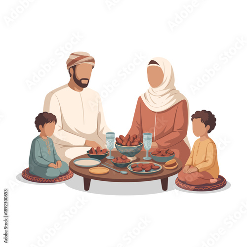Family Togetherness: A family sits together enjoying a meal, fostering a sense of togetherness and communal joy. This scene radiates warmth, comfort, and the significance of familial bonds.