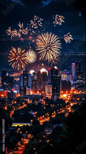Wallpaper Mural Fireworks over the city of denver colorado Torontodigital.ca