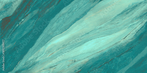 Cyan-colored marble texture background with green, blue, and red creative colors featuring a crystal surface, rough stone mineral veins, and deep cracks. Ceramic tile design for interior decorate