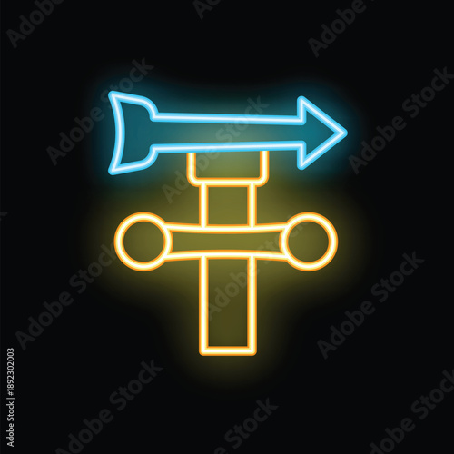 Glowing neon sign showing the way forward with an arrow pointing right