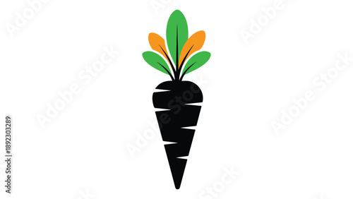 Minimalist Carrot with Green Leaves Flat Design Vector Illustration for Healthy Food and Nature