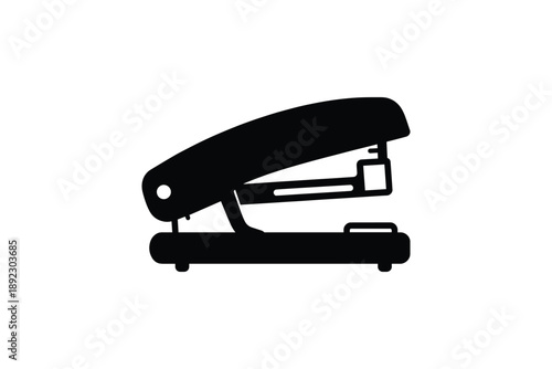 Office stapler silhouette icon black manual paper binding tool isolated on white background